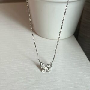 925 Sterling Silver Butterfly Necklace – Dainty Pavé Pendant